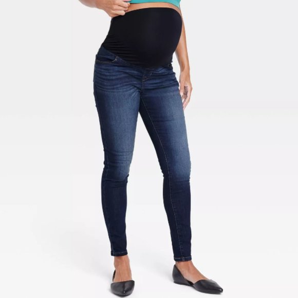 Isabel Maternity by Ingrid & Isabel Denim - Isabel Maternity Over the Belly Dark Wash Skinny Jeans Size 12